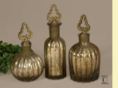 19141 Kaho perfume bottles, Uttermost, amerikai dekoráció, amerikai lakberendezés