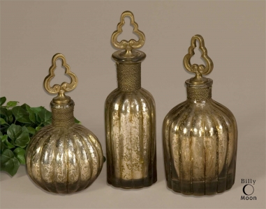 19141 Kaho perfume bottles, Uttermost, amerikai dekoráció, amerikai lakberendezés
