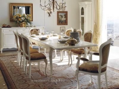 Olasz klasszikus, exkluzív, elegáns, minőségi bútor, étkező, étkezőasztal, székek