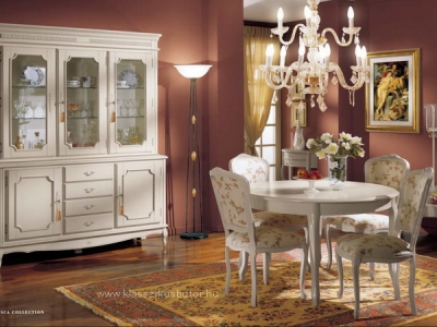 FR2203 tálalószekrény, FR2211 szék, FR2219 asztal, Olasz klasszikus, exkluzív, elegáns, minőségi bútor